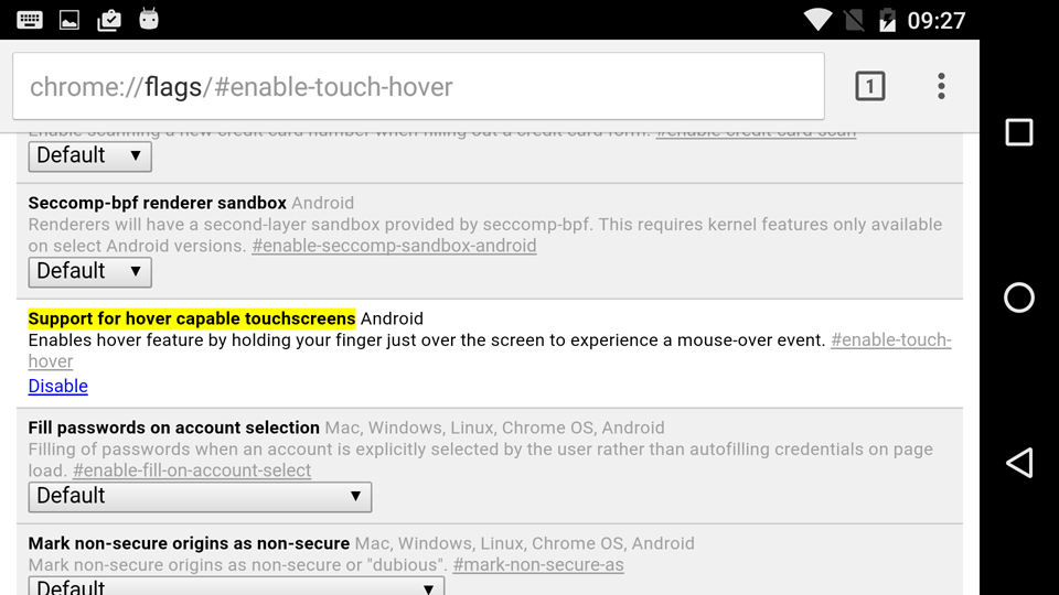 chrome://flags setting to enable support for hover capable touchscreens