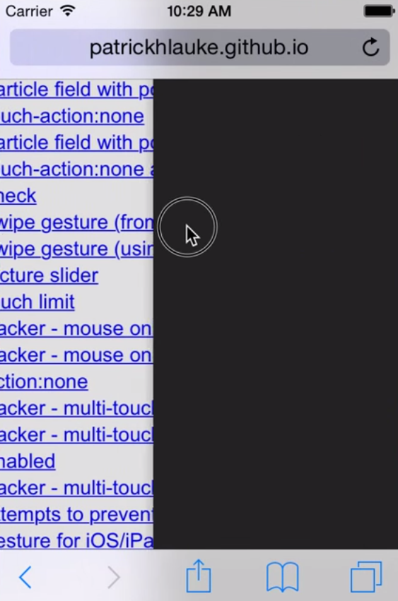 Multitouch tracker in iOS/Safari - starting a finger movement on the edge of the screen starts a back/forward gesture that can't be overridden